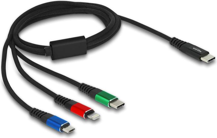 Actual product image Delock USB charging cable USB C - Lightning/Micro USB B/USB C 1 m (1 m, USB 2.0)