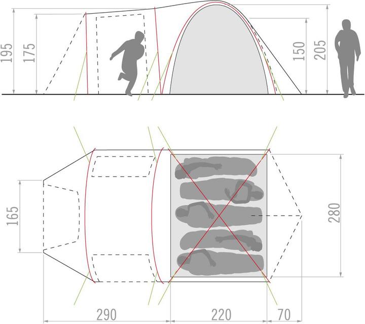 Immagine prodotto Vaude Campo Casa XT (Tenda a tunnel, 8.70 kg, 5 persone)