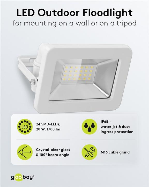 Actual product image Goobay LED outdoor spotlight, 20 W (1706 lm, IP65)