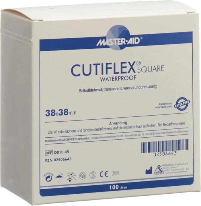 Actual product image Master Aid Cutiflex Square Foil Plaster 38x38mm Box 100 pcs. (100 x)