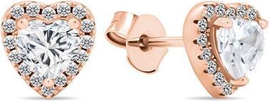 Brilio Silver - Romantic bronze earrings with zircons Heart EA574R