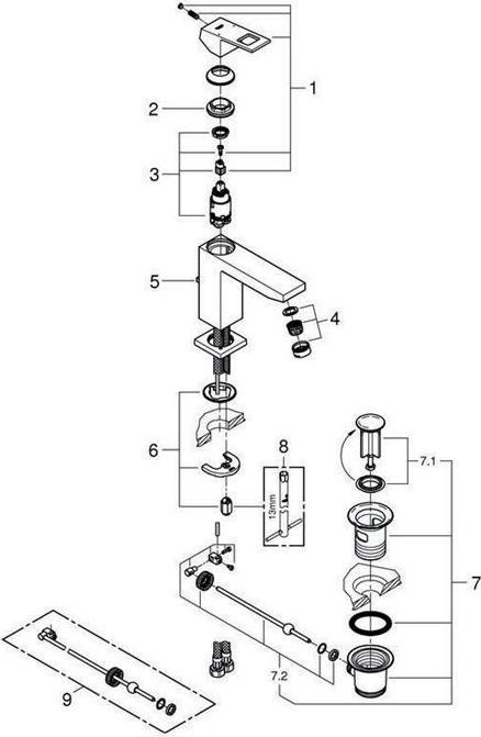 Actual product image Grohe Eurocube single lever basin mixer M-Size