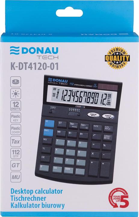 Immagine prodotto Donau Calcolatrice da ufficio TECH, 12 cifre, display, dimensioni 185x140x37 mm, nero