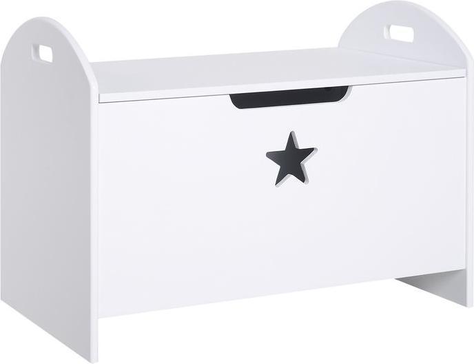 Produktbild Swisshandel24 Spielzeugkiste Kinder Aufbewahrungsbox Sitztruhe Sicherheitsscharnier Weiss MDF 62 x 40 x 46,5 cm