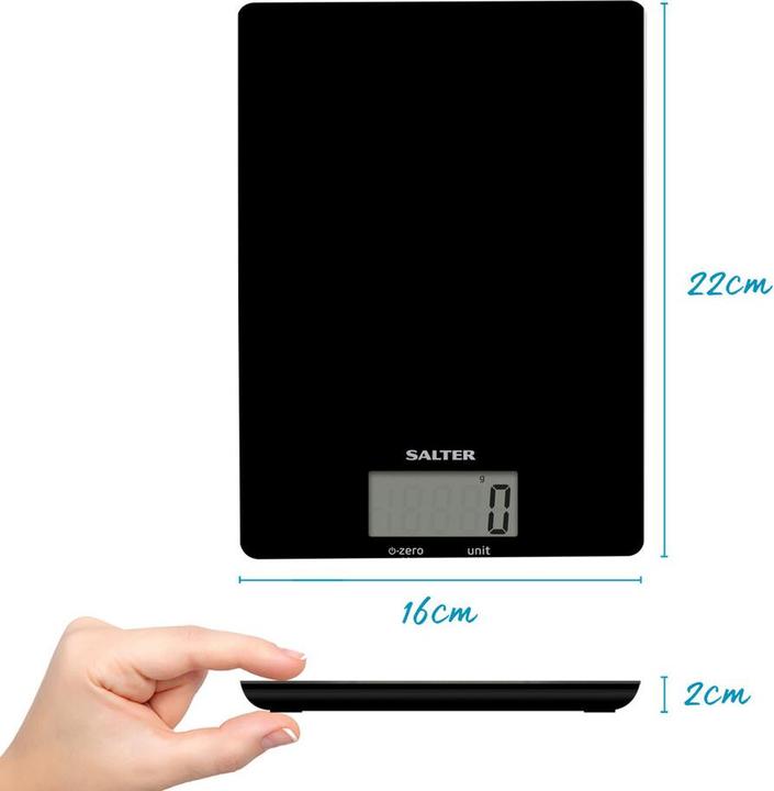Actual product image Salter 1170 BKDR Ultra Slim Glass Digital Kitchen Scale - Black