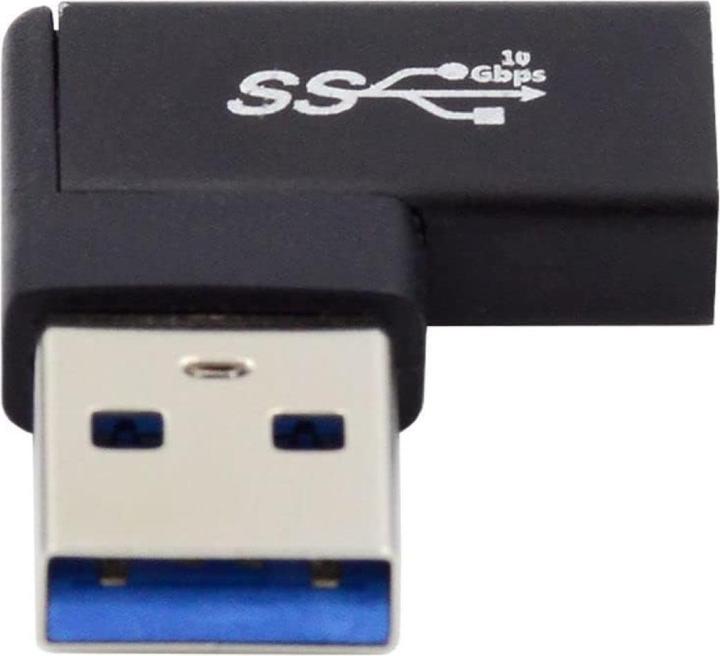 Produktbild PowerGuard USB-A zu USB-C 90 Grad Winkel links Adapter (male/female) (USB 3.1)