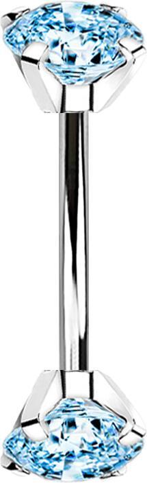 Actual product image Star Piercing Micro banana silver inner thread with two crystals aqua set (Surgical steel 316L)