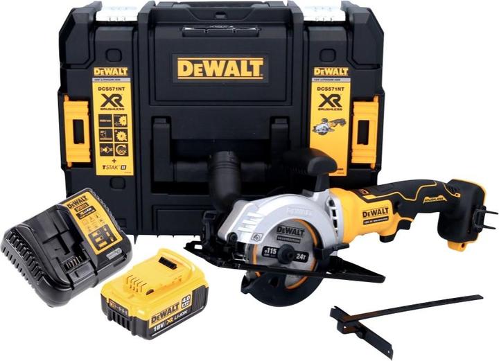 Productafbeelding DeWalt DCS 571 M1 accu handcirkelzaag 18 V 115 mm Brushless + 1x accu 4.0 Ah + lader + TSTAK