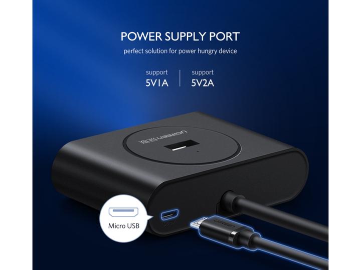 Produktbild Ugreen 4-Port USB Hub mit 4x USB 3.0 Anschlüssen (USB-A, 4 Ports)