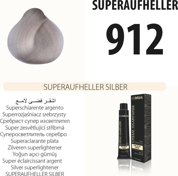Produktbild FemMas 912) Haarfarbe Superaufheller Sılber 100ml (912) Haarfarbe Superaufheller Sılber 100ml)