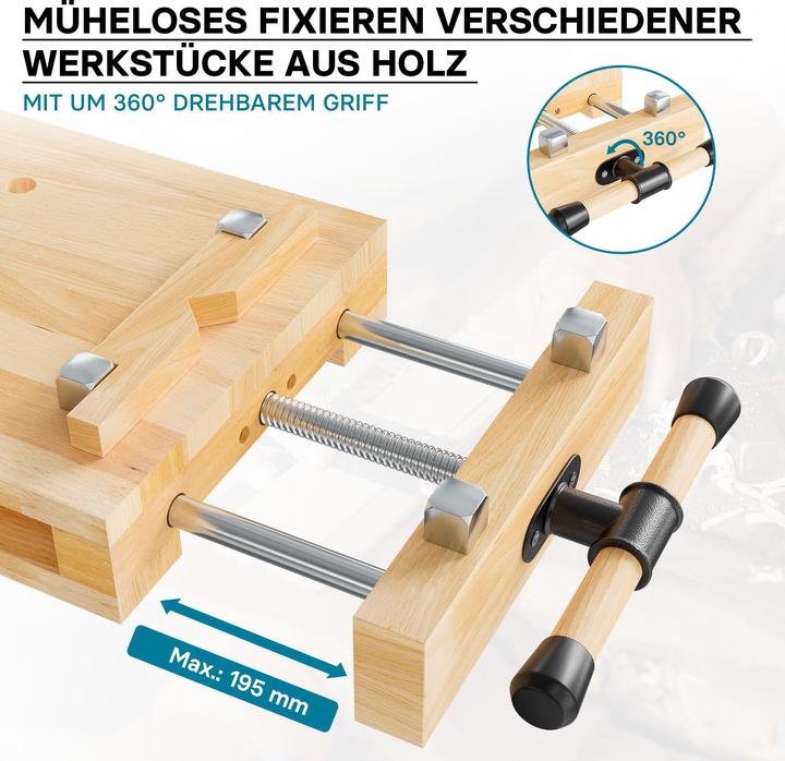 Produktbild Wiltec Hobelbank 52x28x7cm Mini-Werkbank Holz Schraubstock Hobeln Klemmen Mobil (28 cm, 45.50 cm)
