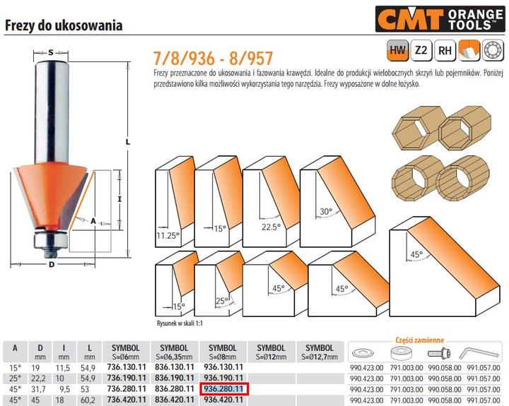 Image du produit CMT Orange Tools orange Tools 936,280,11-fraise Fraises pour axe transversal jusqu'à 45 degrés rodam.