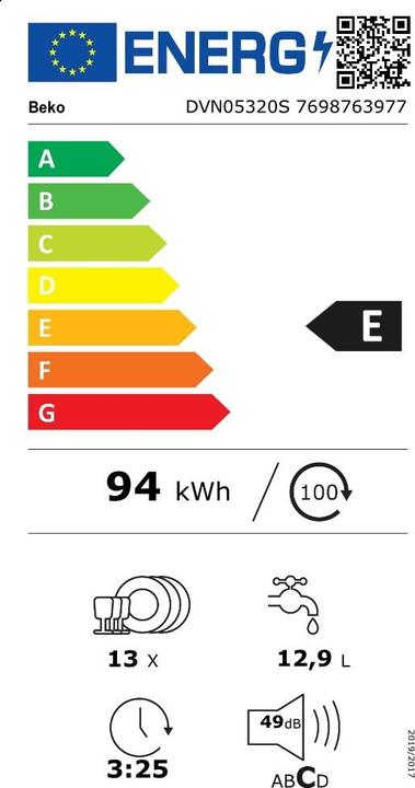 Etichetta energetica Beko DVN05320S