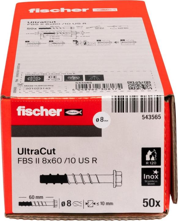 Image du produit Fischer FIS 543565 ULTRACUT FBS II 8x60 10/- US A4 (50 pcs)