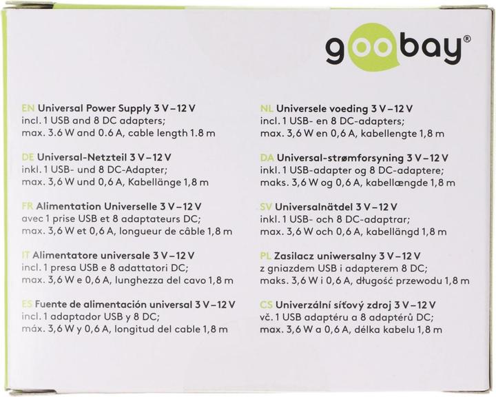 Immagine prodotto Goobay Alimentazione universale 3 V - 12 V 0,3A