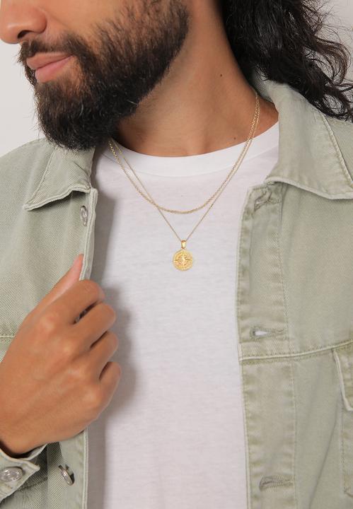 Image du produit Kuzzoi Collier Hommes Layer Chaîne d'héritage Boussole 925 Argent (Argent sterling 925)