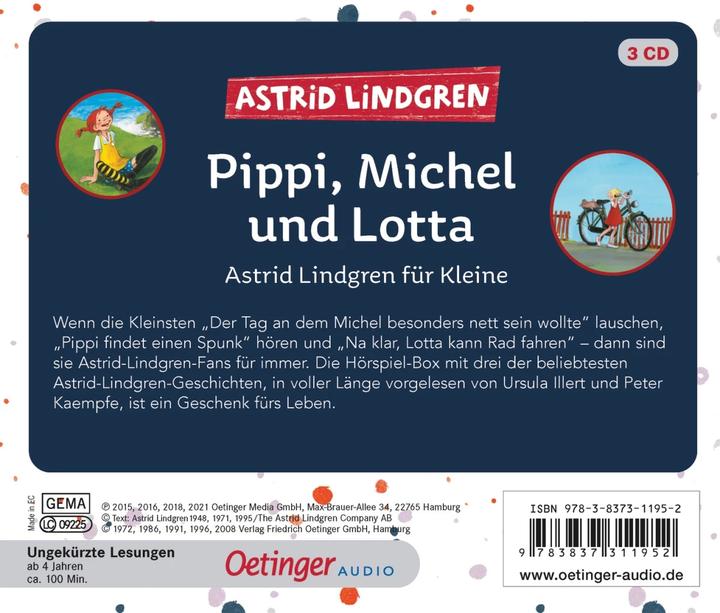 Actual product image Pippi, Michel and Lotta (Astrid Lindgren, Katrin Angel King, Kay Poppe, Ursula Illert, Frank Gustavus, Peter fights, Thyra Dohrenburg, Anna-Liese Kornitzky, Cäcilie Heinig, Charles Kurt Peters, German)