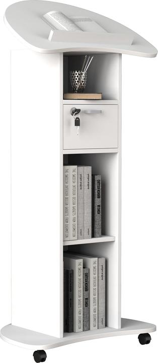 Immagine prodotto VCM Scrivania in piedi in legno Leggio Tavolo mobile in piedi Ruote rotanti Cassetto Redola (56 x 37 cm)