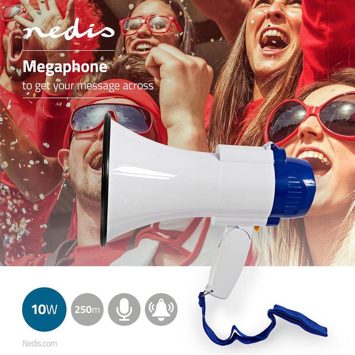 Actual product image Nedis Megaphone | Maximum range: 250 m | Max. volume control: 115 dB | Built-in microphone (Megaphone)