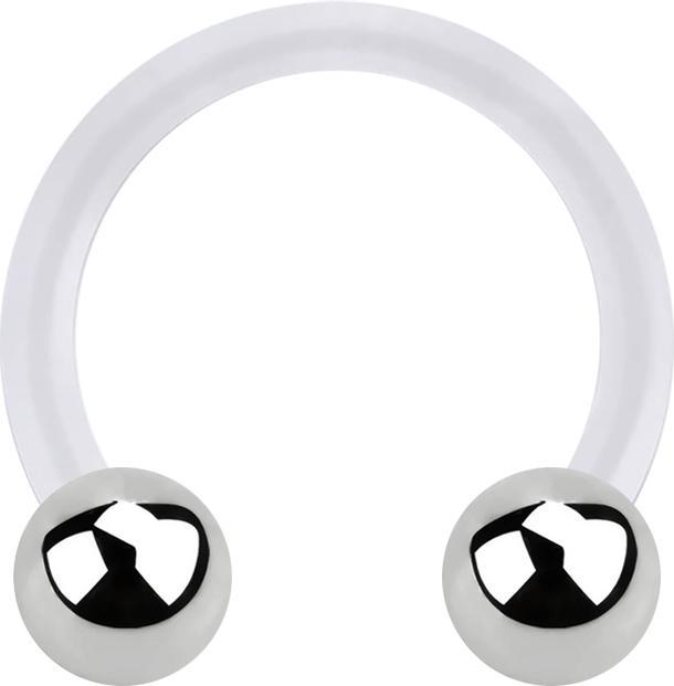 Star Piercing Micro Circular Barbell transparent mit zwei Kugeln silber (Chirurgenstahl 316L, Bioflex, ohne Messing)