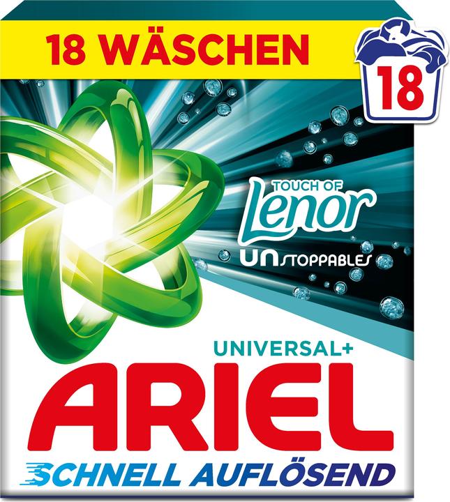 Ariel Touch Of Lenor Unstoppables (18 Cycles de lavage, Poudre)