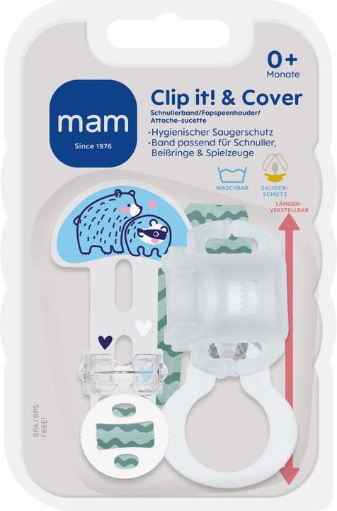 Actual product image MAM Schnullerketten Schnullerband Clip it! mit Cover - Bär (1 x, from birth)