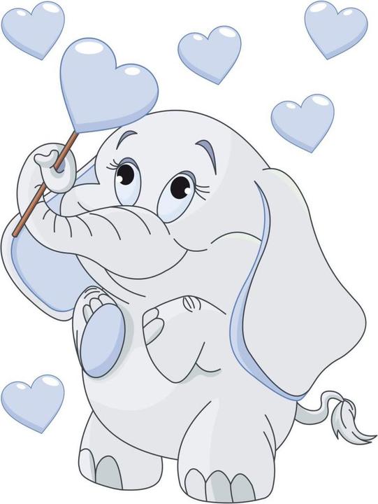 Immagine prodotto Trenddeko Bambino elefante con cuori + adesivi luminosi (38 x 50 cm)