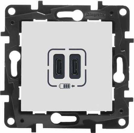 Produktbild Legrand USB-C Ladegerät Niloe Step 863139 doppelt 2xUSB Typ C 3A weiss