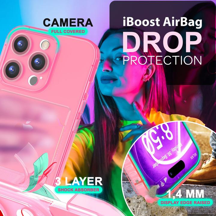 Actual product image Nalia Clear transparent neon silicone cover card holder (Apple iPhone 16 Pro)
