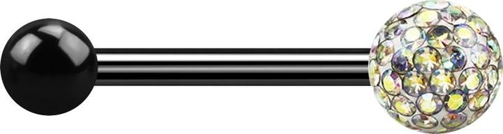 Produktbild Star Piercing Barbell schwarz mit Kugel und Kristallkugel multicolor Epoxy Schutzschicht (Titan G23, ohne Messing)