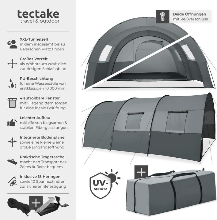 Actual product image tectake Roskilde (Tunnel tent, 7.50 kg, 6 persons)