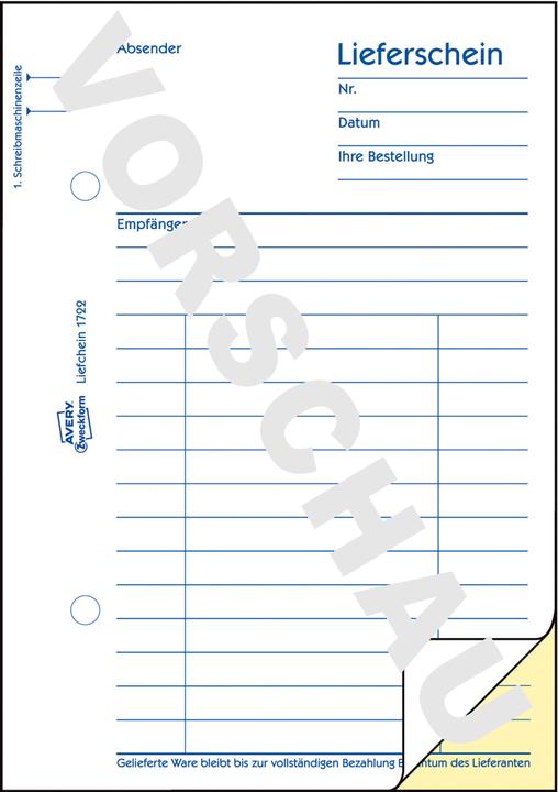 Produktbild Avery Lieferschein (40 x)