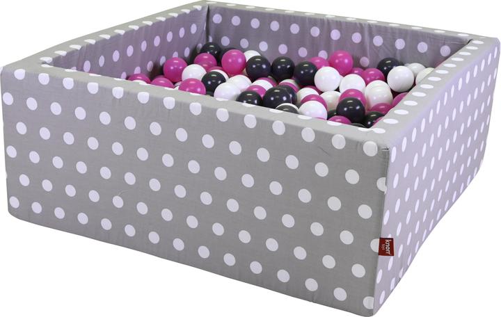 Produktbild Knorrtoys Bällebad soft eckig - "Grey white dots" - 100 balls creme/grey/rose