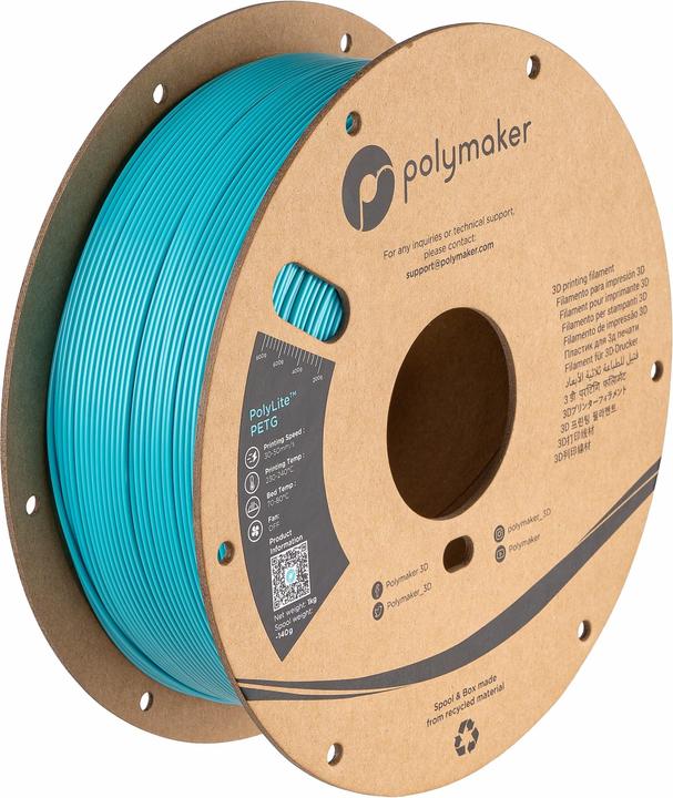 Actual product image Polymaker PolyLite PETG V2 - Teal - 1.75mm (PETG, 1.75 mm, 1000 g, Turquoise)