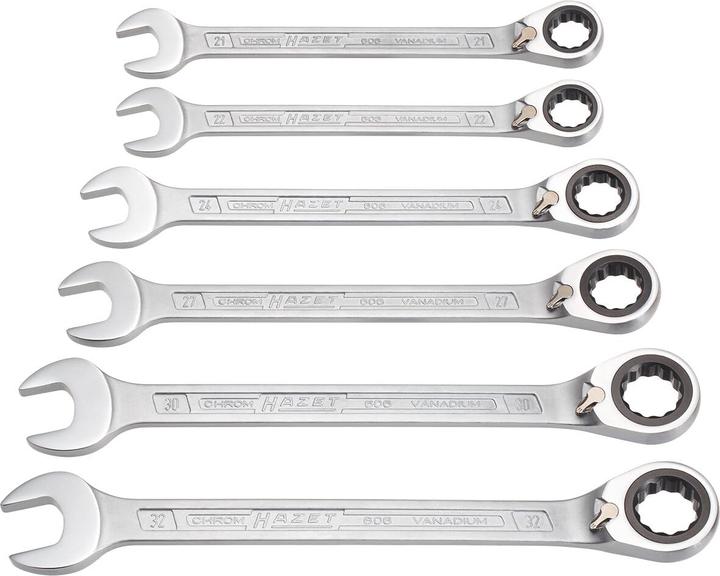 Image du produit HAZET Jeu de clés mixtes à cliquet 606/6-1 ∙ Profil Traction à 12 pans extérieurs ∙ 21 - 32 ∙ Nombr… (21 mm, 22 mm, 24 mm, 27 mm, 30 mm, 32 mm)