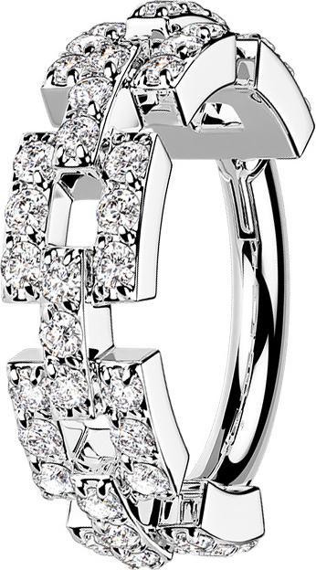 Star Piercing Micro Segmentring klappbar silber Kette mit Kristallen (ohne Messing, Chirurgenstahl 316L)