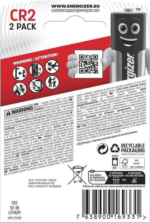 Produktbild Energizer CR2 Lithium Photo (2 Stk., CR2, 800 mAh)
