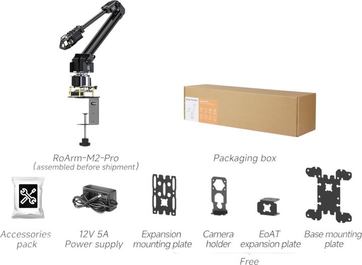 Produktbild WaveShare ESP32 4-DOF Roboterarm-Kit RoArm-M2-Pro mit Hochdrehmoment Serial Bus Servos