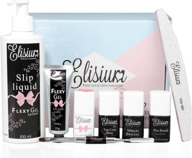 Produktbild Elisium SET Zestaw Maxi FlexyGel Pro Bond + Miracle Base Gel + Top Coat Shiny + FlexyGel Milk &