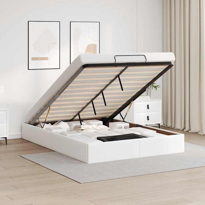 Actual product image VidaXL Ottoman bed without mattress white 140x200 cm faux leather (140 x 200)