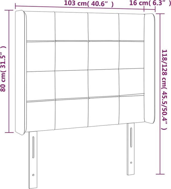 Produktbild VidaXL Kopfteil mit Ohren Dunkelgrau 103x16x118/128 cm Samt,Farbe (103 x 16 x 128 cm)