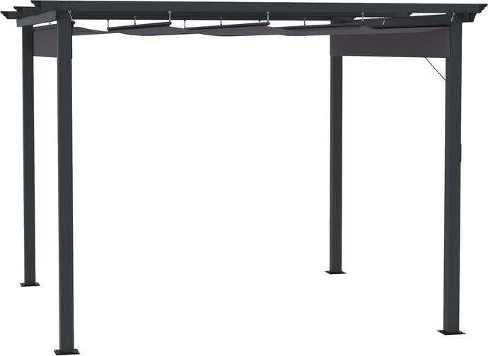Actual product image Swisshandel24 Pergola 2.95x2.95 m gazebo patio cover with sliding roof aluminium polyester grey (295 cm, 295 cm)