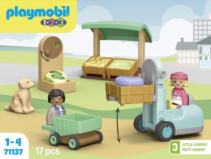 Image du produit Playmobil 71137 1.2.3 : Stand de marché bio & chariot élévateur à fourche (71137, Playmobil 1.2.3)