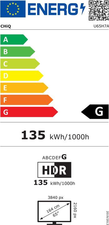Etichetta energetica CHiQ Telewizor U65H7A (65", LCD, 4K)