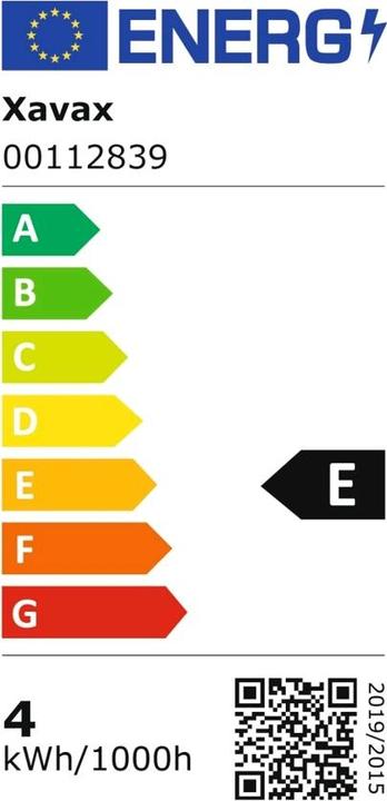 Energie-Label Xavax Tropfenlampe (E14, 4 W, 470 lm, 1 x, E)