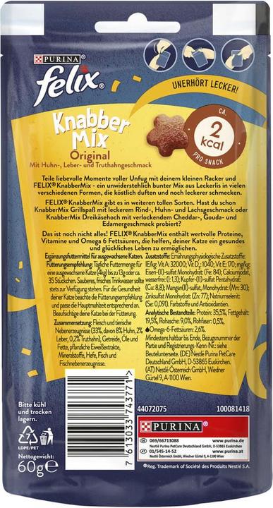 Immagine prodotto Felix Nibble Mix Originale (Adulto, 60 g)