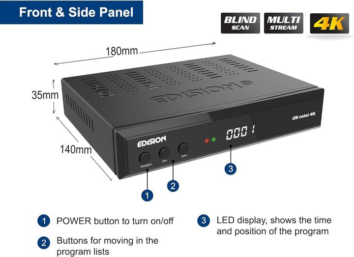 Image du produit Edision OS Mini 4K, 1X S2X (DVB-S2)