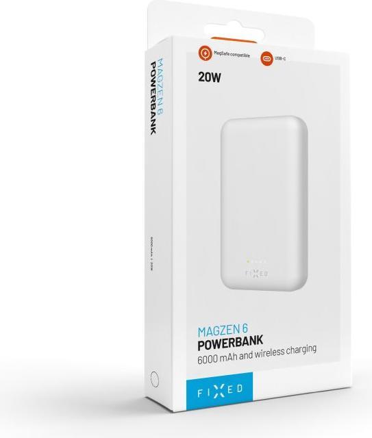 Actual product image Fixed MagZen Trådløs PD 20W Power Bank 6.000 mAh Hvid Powerbank - Hvid - 6000 mAh (6000 mAh, 20 W, 6000 Wh)