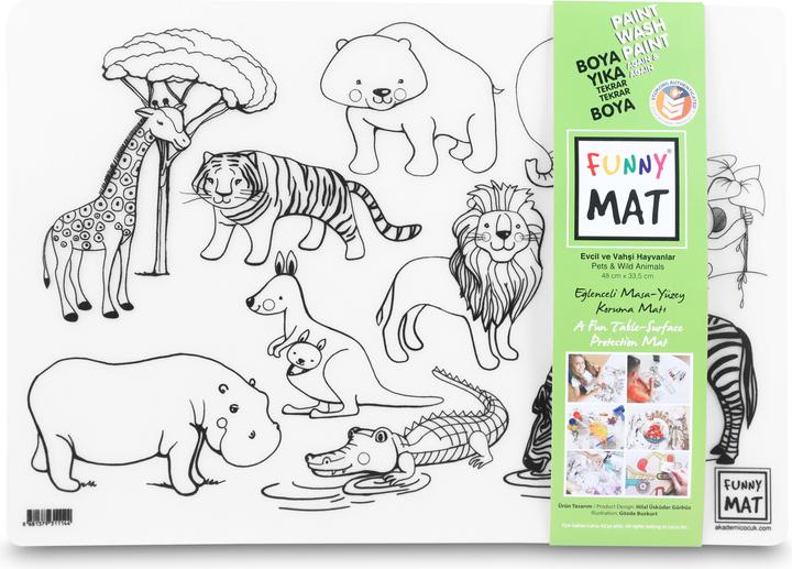 Produktbild Funny Mat Set wiederverwendbare Malvorlagen Haustiere und Wildtiere, 2-er set (23 x 48 cm)