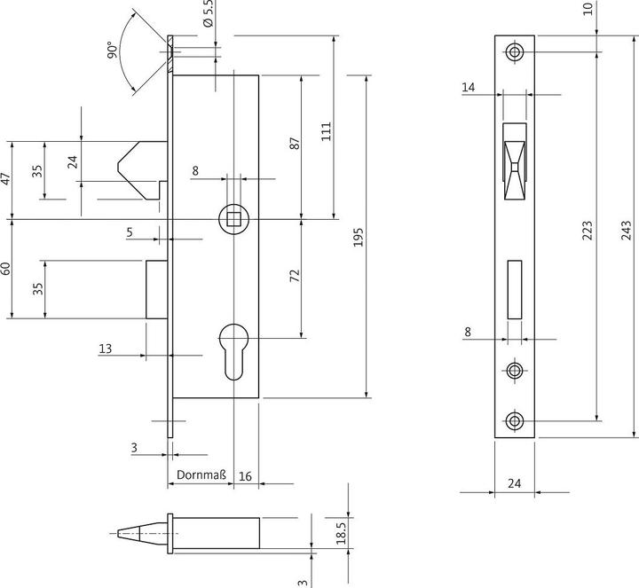 Image du produit BKS Serrure à mortaise pour porte coulissante 1205H (Serrure à mortaise)